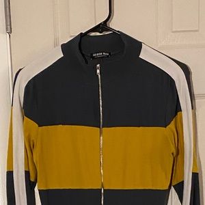 Fashion Nova Jumpsuit Large One Piece Romper Gray Yellow Pants